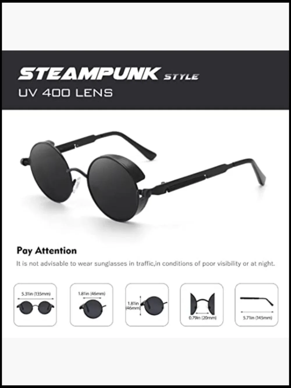 Retro Steampunk Round Polarized Sunglasses UV400 Protection Circle Metal Frame